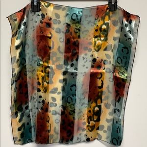 2 printed neck, waist or head scarves